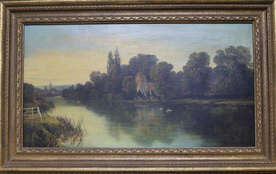 An early 20th century river landscape, signed Allan, 24cm x 45cm